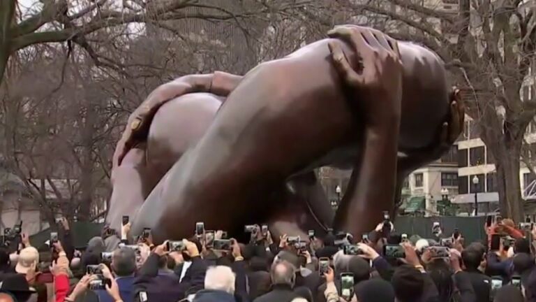 Inspired by Coretta and Martin Luther King, Jr’s hug, ‘The Embrace’ sculpture dedicated in Boston